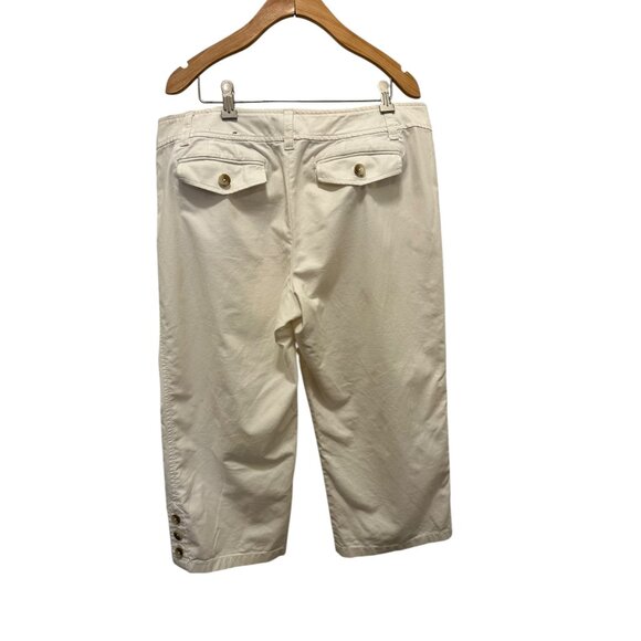 Ann Taylor Womens Signature Fit White Capri Pants Size 14 Cotton Blend - Picture 4 of 5